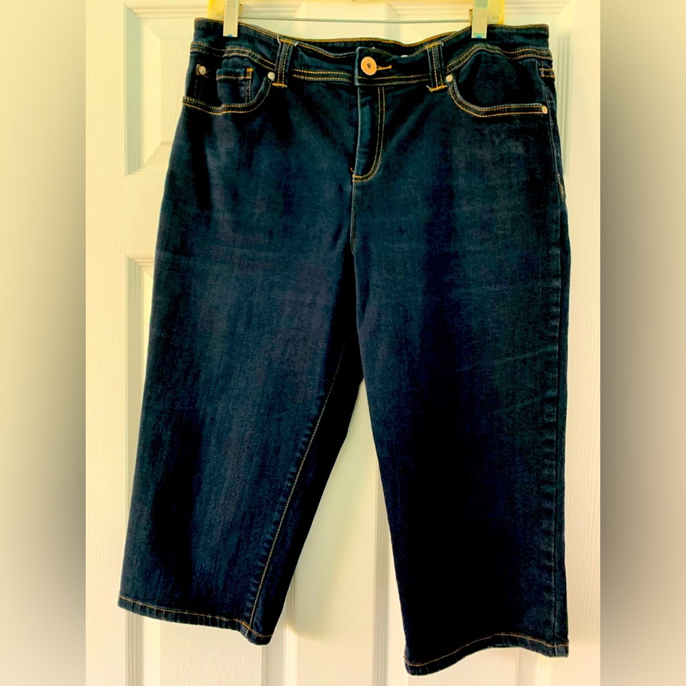 INC Indigo Jean Shorts with embroidered back pockets size 14 cotton blend